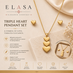 Premium Gold-Plated Triple Heart Pendant Set