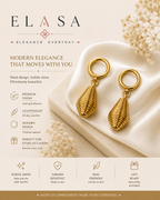 Modern Gold-Tone Ribbed Teardrop Earrings