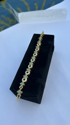 Mint Green Floral Gold-Tone Bracelet