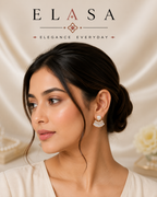 Premium Rose Gold Pearl Fan Stud Earrings