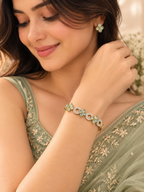 Mint Green Floral Gold-Tone Bracelet