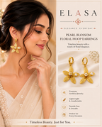 Pearl Blossom Floral Hoop Earrings