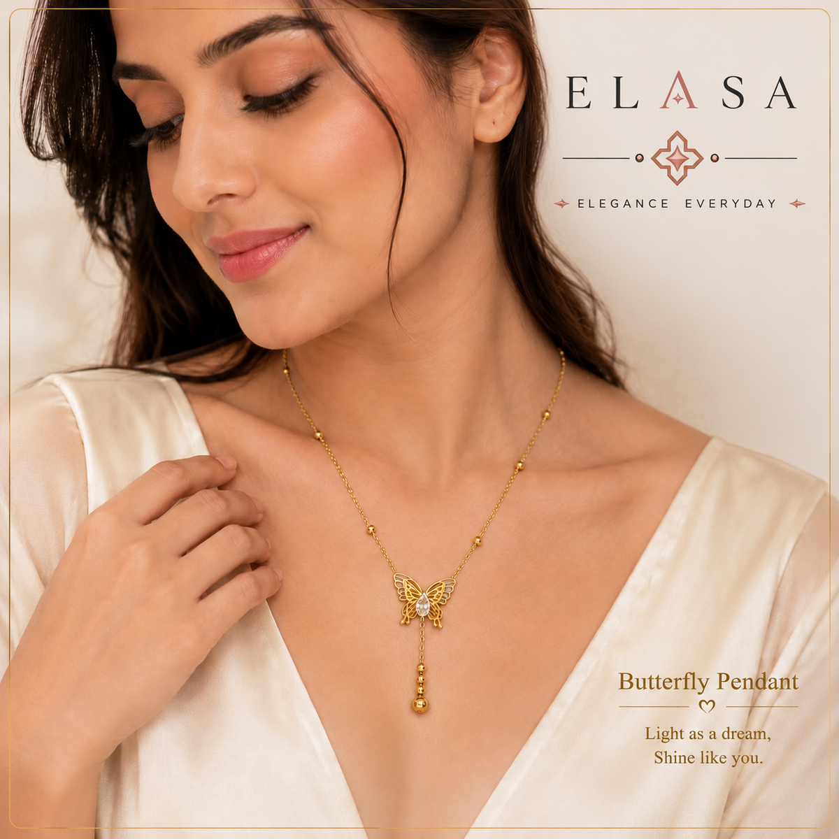 Butterfly Grace Gold Pendant Necklace