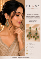 Emerald Bloom American Diamond Statement Earrings