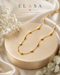 Premium Gold Beaded Station Pendant Necklace