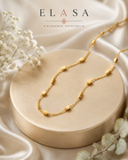 Premium Gold Beaded Station Pendant Necklace