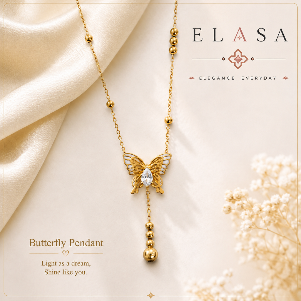 Butterfly Grace Gold Pendant Necklace