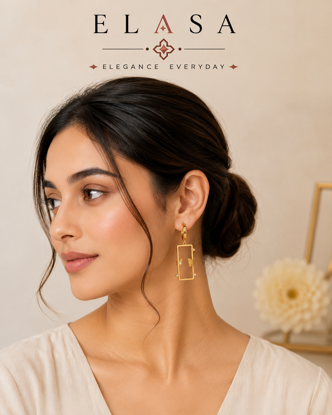 Premium Gold-Plated Butterfly Frame Hoop Earrings