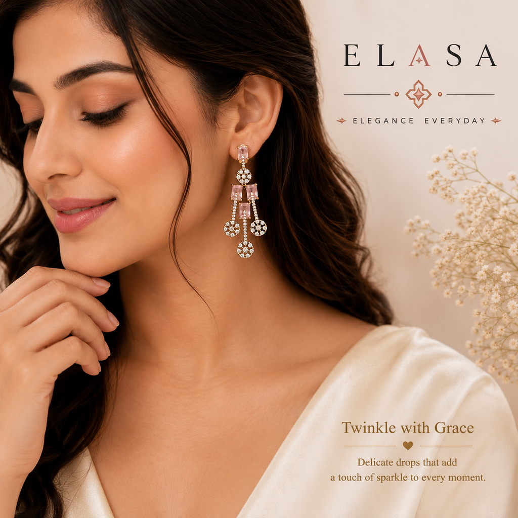 Blush Crystal Cascade Drop Earrings