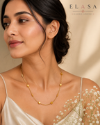 Premium Gold Beaded Station Pendant Necklace