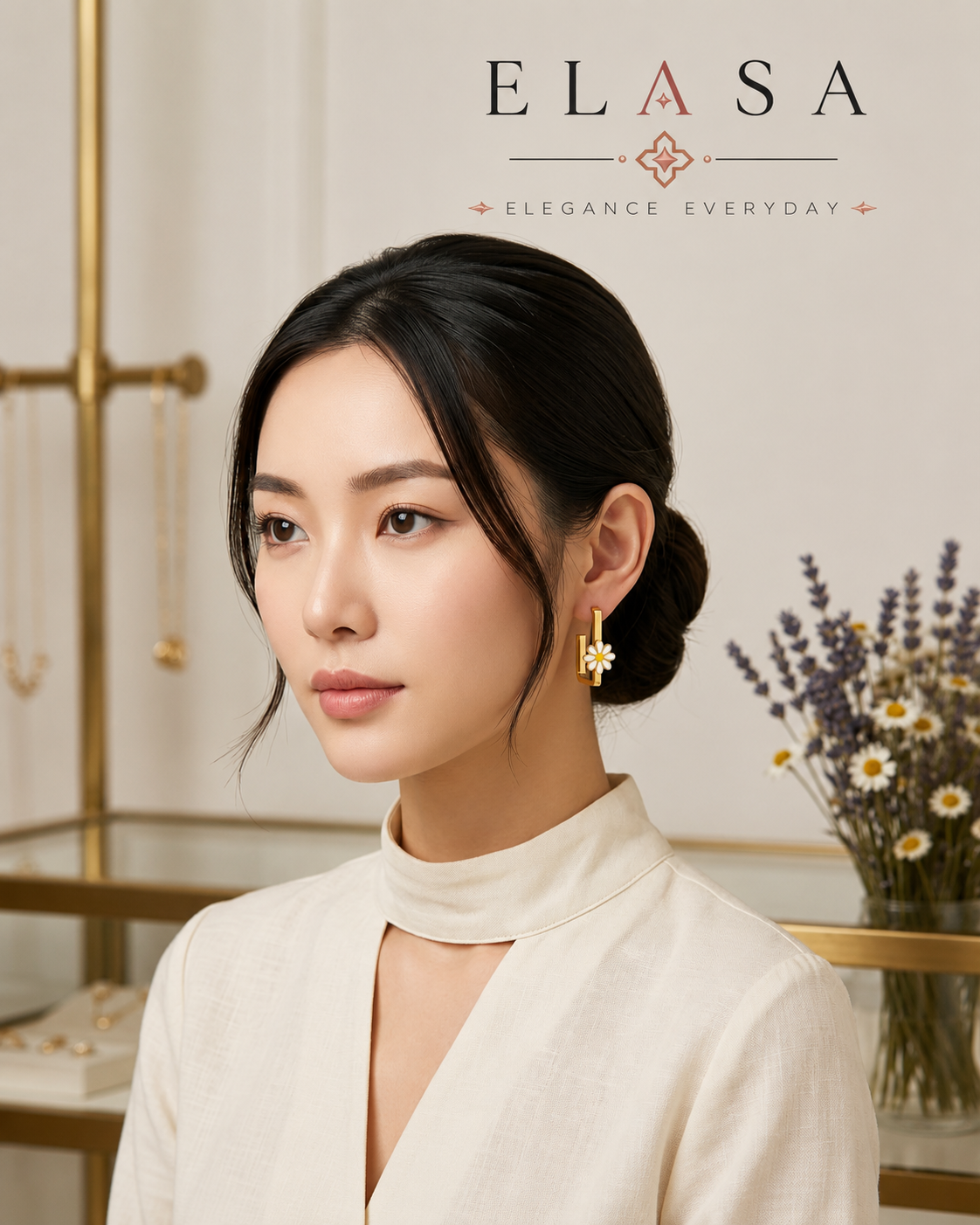 Premium Daisy Hoop Earrings
