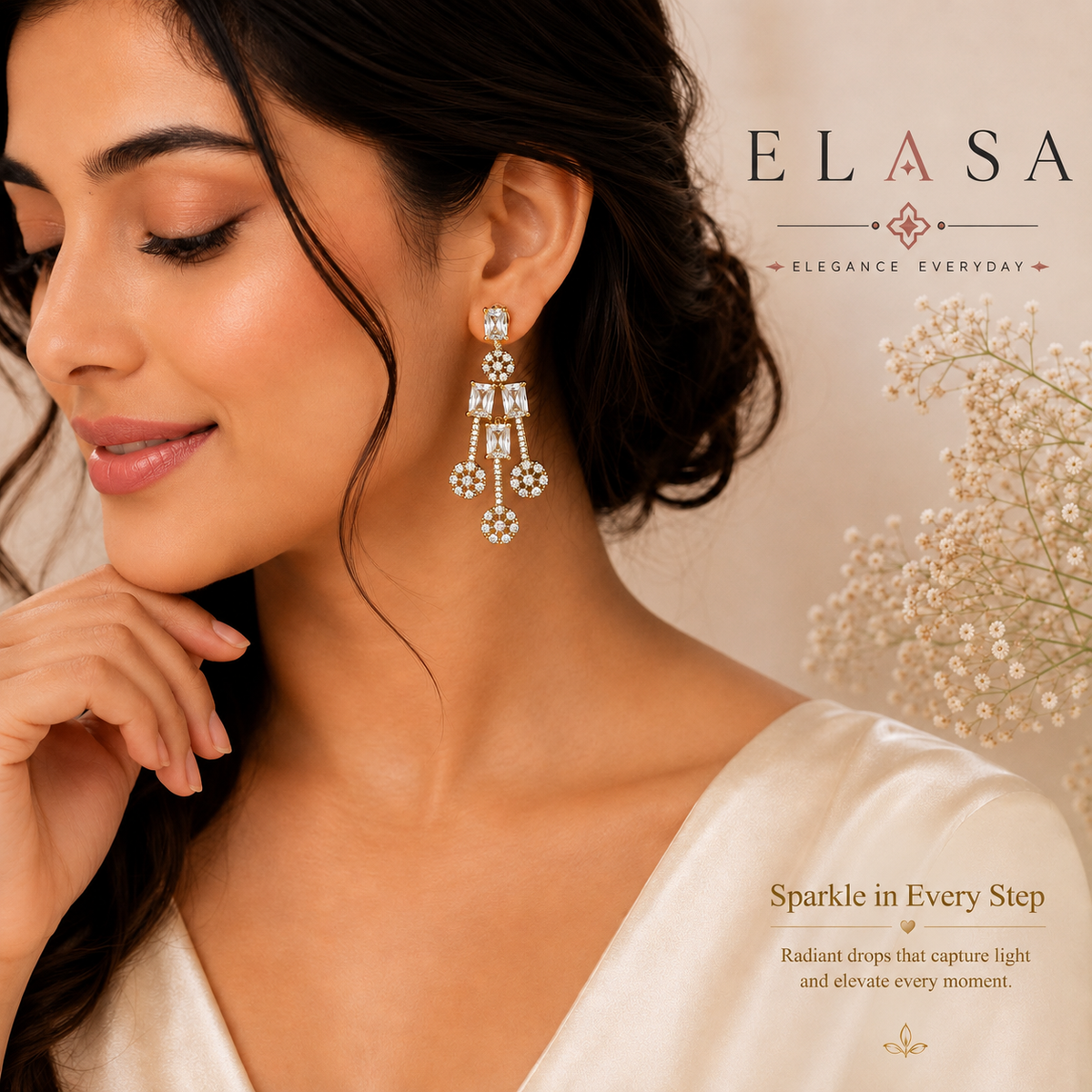 Crystal Cascade American Diamond Statement Earrings