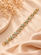 Mint Green Floral Gold-Tone Bracelet