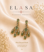 Emerald Bloom American Diamond Statement Earrings