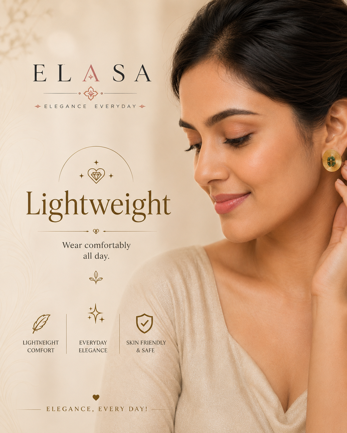 Emerald Bloom Textured Gold Stud Earrings