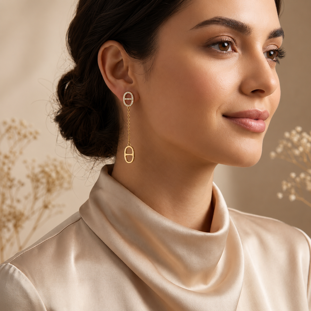 Celeste Chain Drop Stainless Steel Earrings