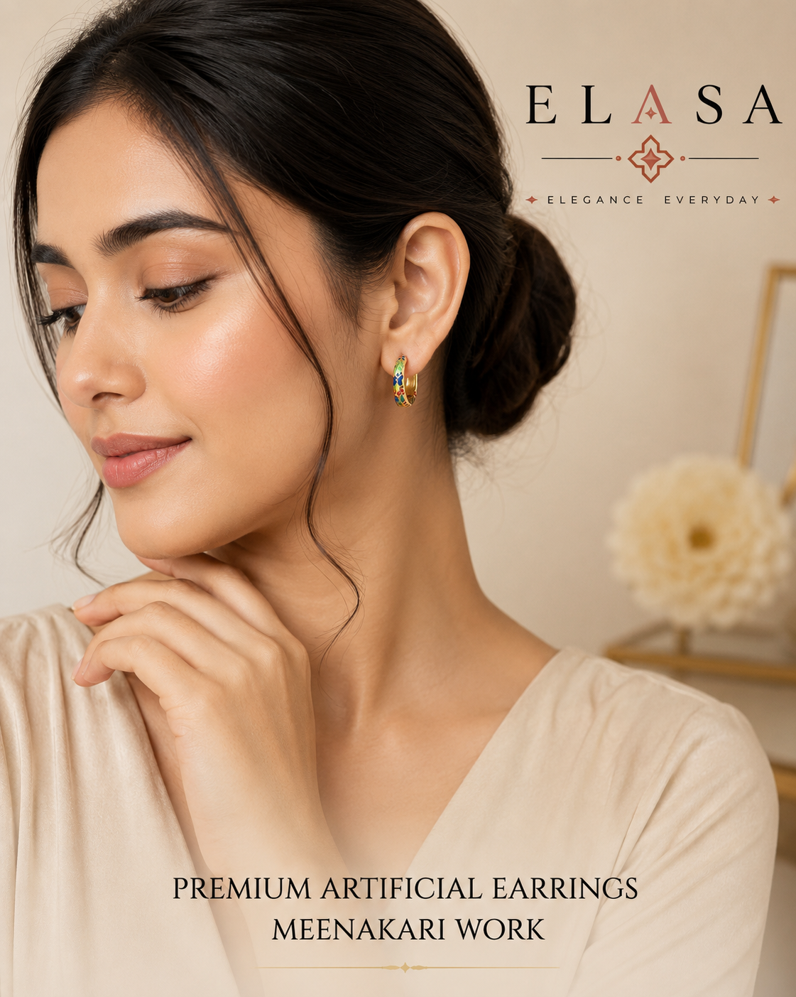 Premium Gold-Plated Meenakari Hoop Earrings