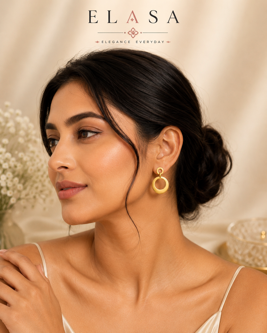 Minimalist Gold-Tone Circle Drop Earrings