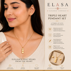 Premium Gold-Plated Triple Heart Pendant Set