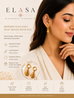 Modern Gold-Tone Ribbed Teardrop Earrings