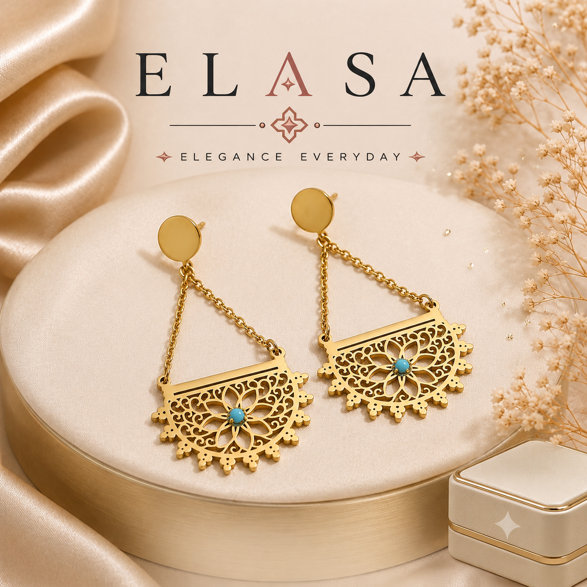 Celestial Filigree Fan Drop Earrings