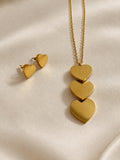 Premium Gold-Plated Triple Heart Pendant Set
