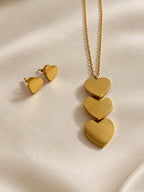 Premium Gold-Plated Triple Heart Pendant Set