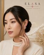 Premium Rose Gold Floral Pearl Stud Earrings