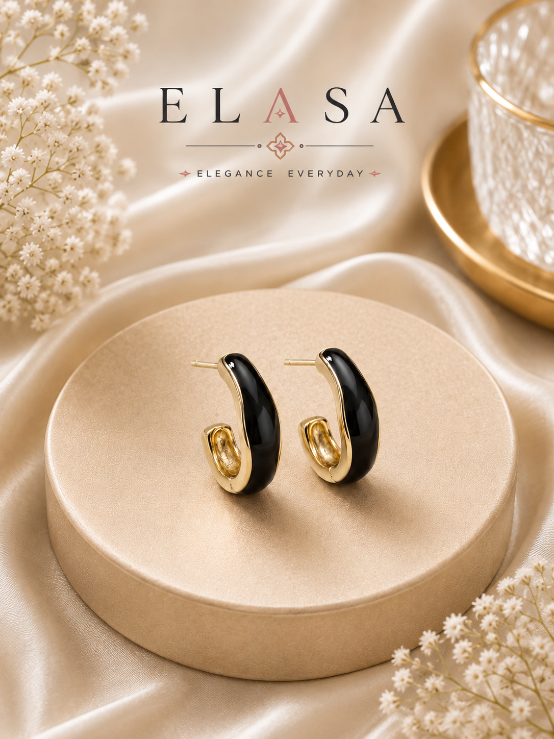 Red Enamel Gold-Tone Hoop Earrings