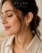 Premium Gold-Tone Rectangular Stud Earrings