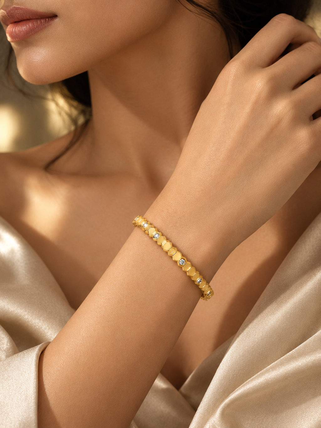 Aurora Hexa Crystal Bangle Bracelet