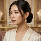 Premium Gold-Toned Heart Tassel Hoop Earrings