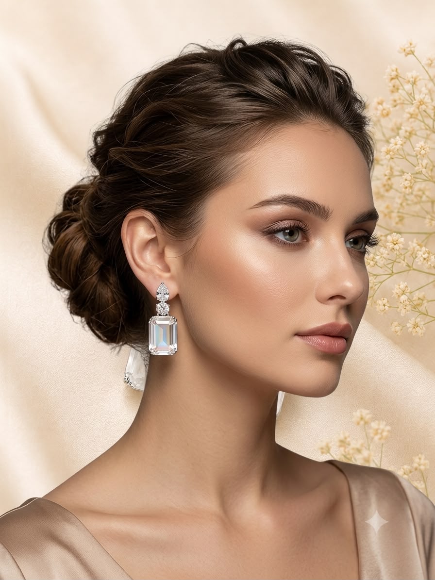 Crystal Radiance Emerald-Cut Statement Earrings