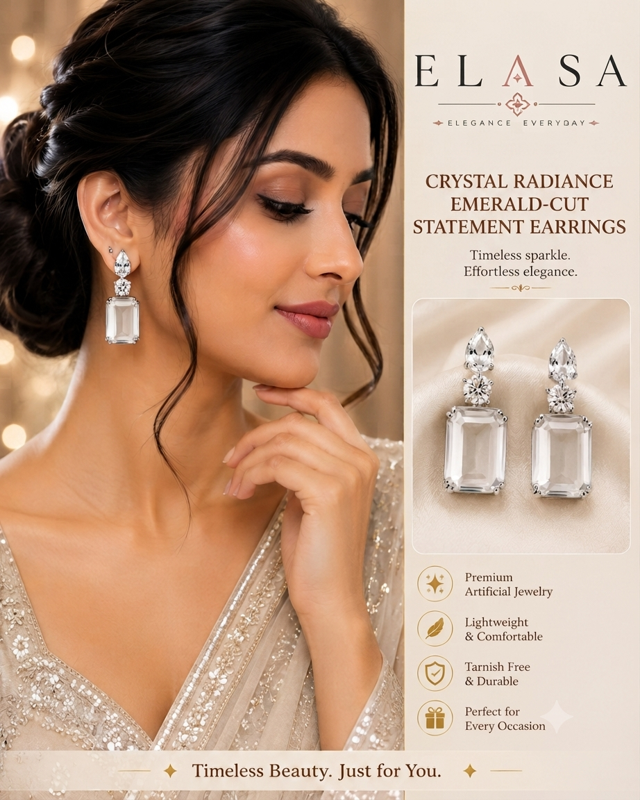 Crystal Radiance Emerald-Cut Statement Earrings