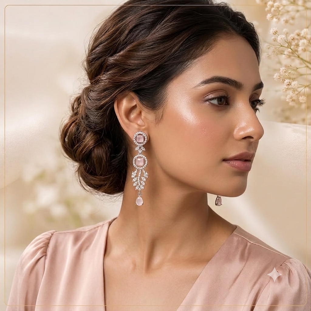 Blush Bloom Crystal Drop Earrings