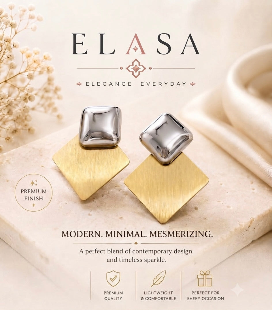 Modern Dual-Tone Geometric Earrings