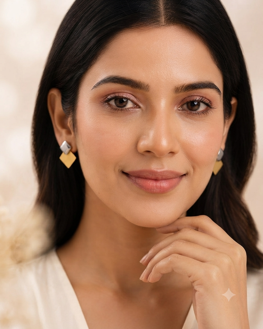 Modern Dual-Tone Geometric Earrings