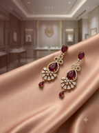 Royal Ruby American Diamond Dangle Earrings – Premium Artificial Jewellery